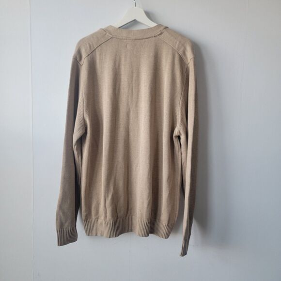 Tricots st Raphael mens v-neck Cardigan size XL long sleeve Beige - Picture 2 of 8